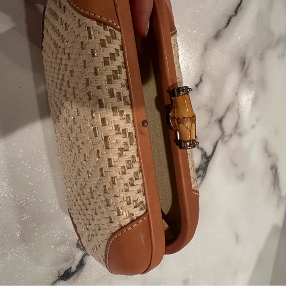 JMcLaughlin Woven Straw and Tan Leather Clutch - Picture 5 of 8
